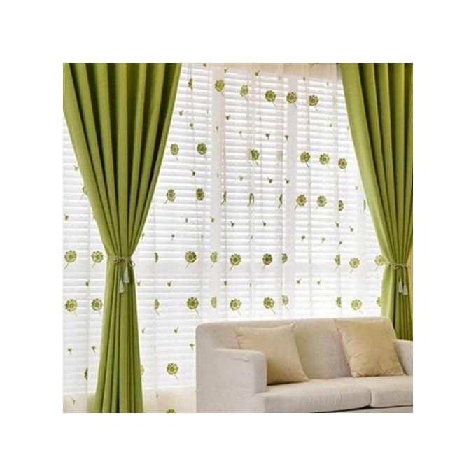 Modern GREEN Curtains (2 panels 1.5m each) with a 2m WHITE MATCHING sheer