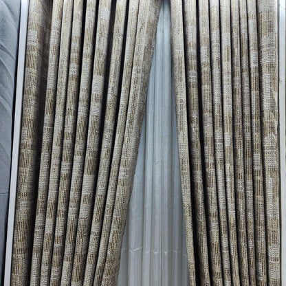 2pcs Textured Curtain (Each 1.5M) with 1Pc Sheer 1.5M