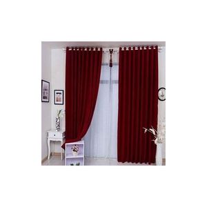Maroon Curtain (3M) (2Panels,each 1.5M) +FREE SHEER.