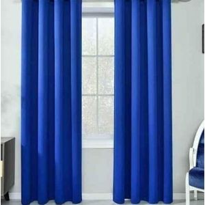 2Pcs Blackout Royal Blue Curtains (1.5m+1.5m) with 1pc of Heavy White Sheer (2m), all panels have an Eyelet Header and a Height of 2.4m