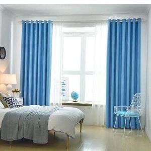 2PCS OF SKY BLUE  Curtain And 1PCS  White Sheer For Window And Door