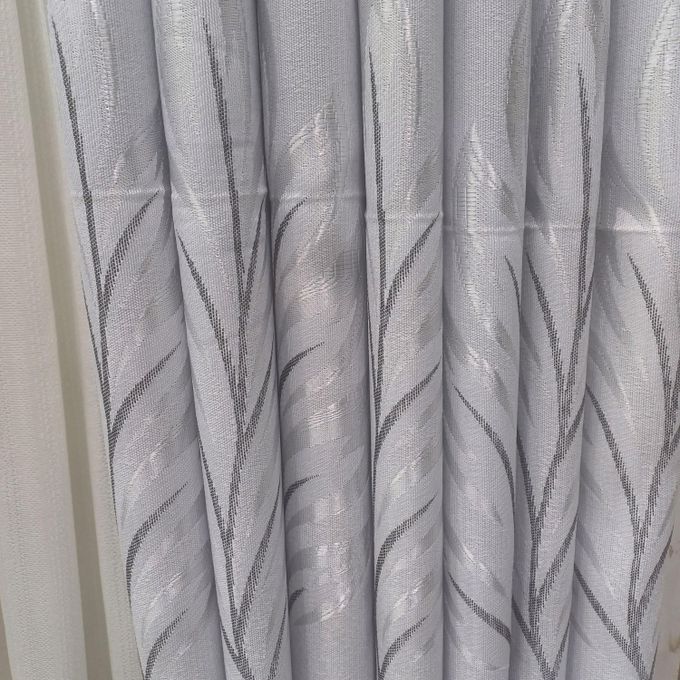 2PCS Modern Window Curtains Light Grey With Patterns Measuring 2M+2M With A 1Pc Sheer 3M. Ideal For Living Room/bedroom/dining Room/study Room/home Office (exclusive Sheer). With White Plastic Eyelets