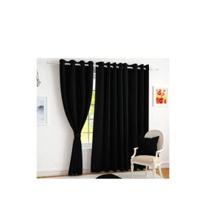 BLACK CURTAINS 2Pcs (1.5m Each) With 2M WHITE HEAVY SHEER For Living Room Window And Door