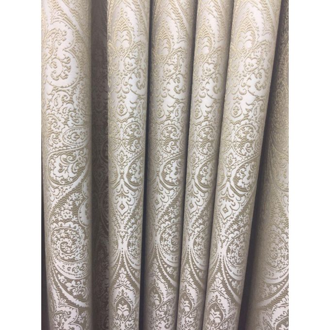 2PCS Modern Window Curtains Beige Patterned Measuring 2M+2M With A 1Pc Sheer 3M. Ideal For Living Room/bedroom/dining Room/study Room/home Office (exclusive Sheer). With White Plastic Eyelets