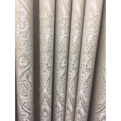 2PCS Modern Window Curtains Beige Patterned Measuring 2M+2M With A 1Pc Sheer 3M. Ideal For Living Room/bedroom/dining Room/study Room/home Office (exclusive Sheer). With White Plastic Eyelets