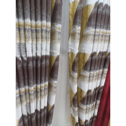 Buy the best Curtains with sheers from our shop .2Pcs Brown Patterned Curtain (1.5M+1.5M) with 1Pc white light sheer (2M)