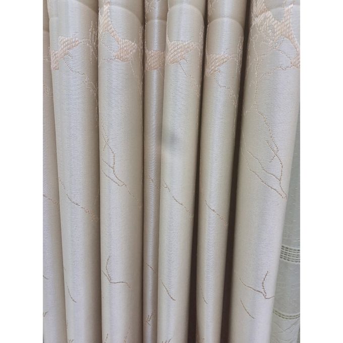2PCS Modern Window Curtains Beige With Patterns Measuring 2M+2M With A 1Pc Sheer 3M. Ideal For Living Room/bedroom/dining Room/study Room/home Office (exclusive Sheer). With White Plastic Eyelets