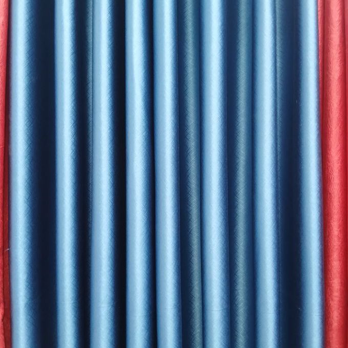 2Pc NEW Blue Embossed Blackout Curtains (1.5m+1.5m) with 1pc of Heavy White Sheer (2m), All Panels have an Eyelet Header and a Height of 2.4