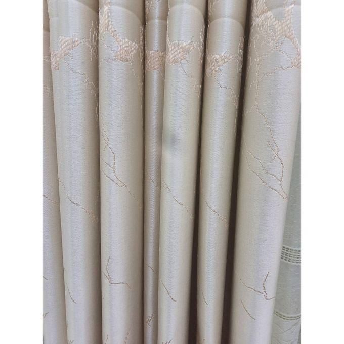 2PCS Modern Window Curtains Beige With Patterns Measuring 1.5M+1.5M With A 1Pc FREE Sheer 2M. Ideal For Living Room/bedroom/dining Room/study Room/home Office