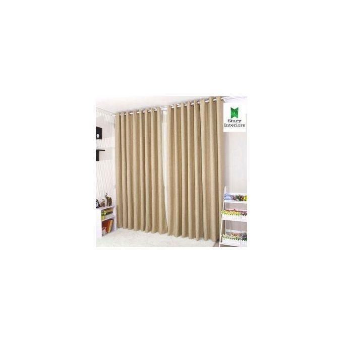 2PCS BEIGE CURTAIN 3M(1.5m each)+ 2M FREE floral SHEER ELEGANT LIVING ROOM