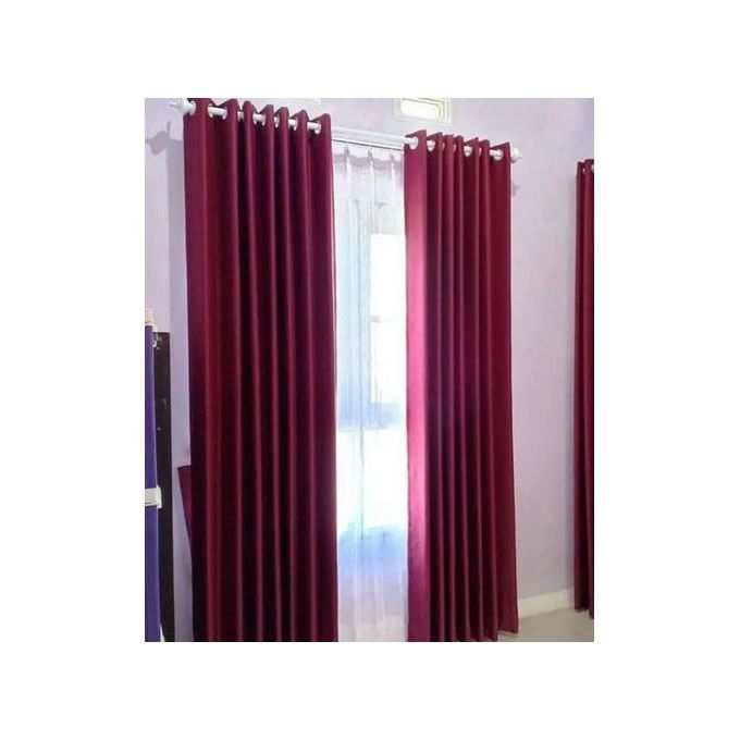 Maroon Curtain (3M) (2Panels,each 1.5M) +FREE SHEER.