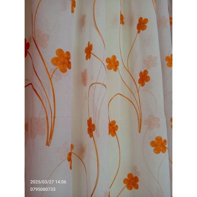 2PCS ORANGE CURTAIN 3M(1.5m each)+ 2M FREE floral SHEER ELEGANT LIVING ROOM