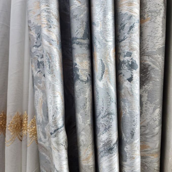 2pcs Textured Curtain (Each 1.5M) with 1Pc Sheer 1.5M