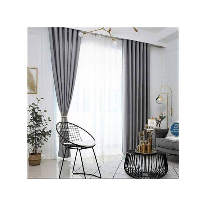 2PCS GREY CURTAIN 2M Each + FREE WHITE SHEER 3M