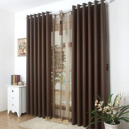 BROWN CURTAINS 2Pcs (1.5m Each) With 2M WHITE HEAVY  SHEER For Living Room Window And Door