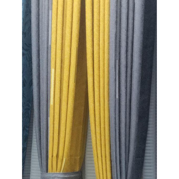 2Pcs Grey + 2Pcs Mustard Luxury Window Curtains Measuring 1.5M+1.5M+1.5M+1.5M. Ideal For Living Room/bedroom/dining Room/study Room/home Office (exclusive Sheer). With White Plastic Eyelets