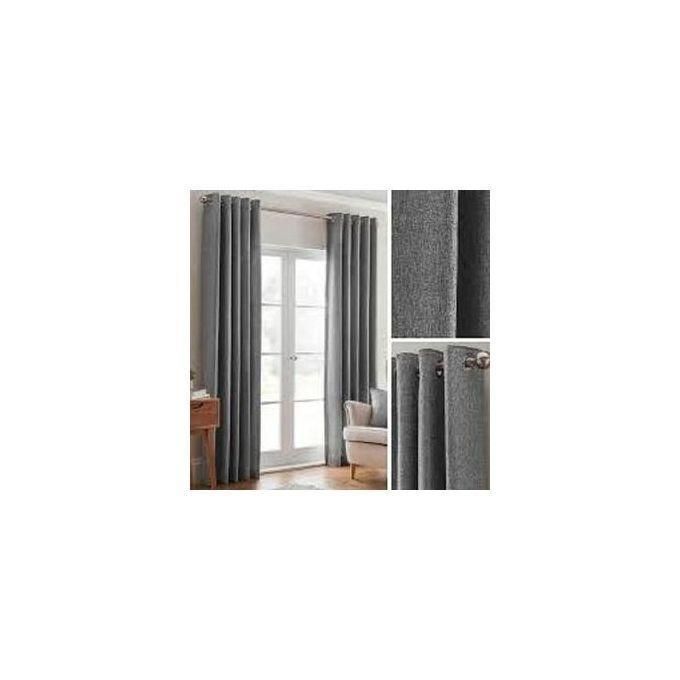 2Pc Grey Curtains (1.5M+1.5M) + FREE 2M WHITE SHEER