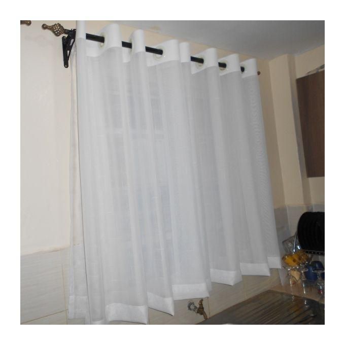 TWO Pieces 1.5M HEAVY SHEER 1PCSPLAIN WHITE sheer measuring 2m for kitchen window