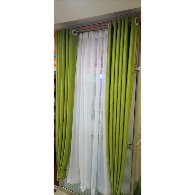 Curtains 2Pc Green (1.5M Each) + FREE SHEER