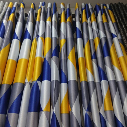 2Pc NEW Patterned Modern Blackout Curtains (1.5m+1.5m) with 1pc of Heavy White Sheer (2m), All Panels have an Eyelet Header and a Height of 2.4