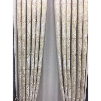 2PCS Modern Window Curtains Beige Patterned Measuring 2M+2M With A 1Pc Sheer 3M. Ideal For Living Room/bedroom/dining Room/study Room/home Office (exclusive Sheer). With White Plastic Eyelets