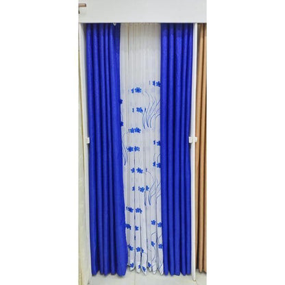 Curtains 2Pc ROYAL Blue (2M Each) + FREE WHITE SHEER 3M