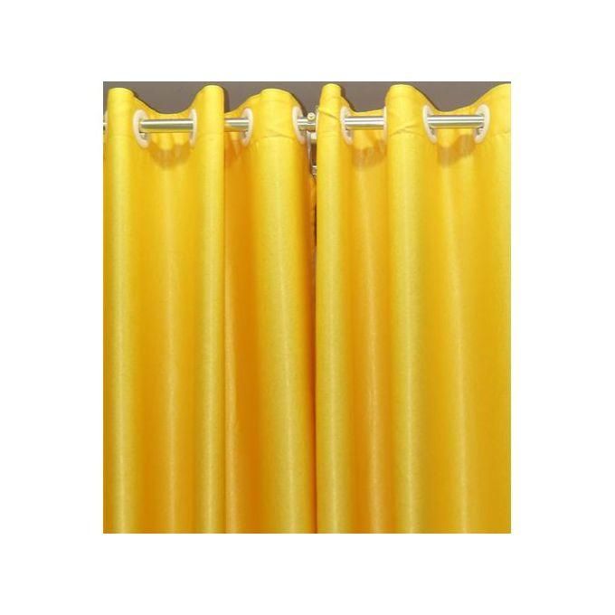 2 Panels /Pieces Of  Mustard Yellow Curtain (1.5m Each) And 1Pc White Sheer (2m)