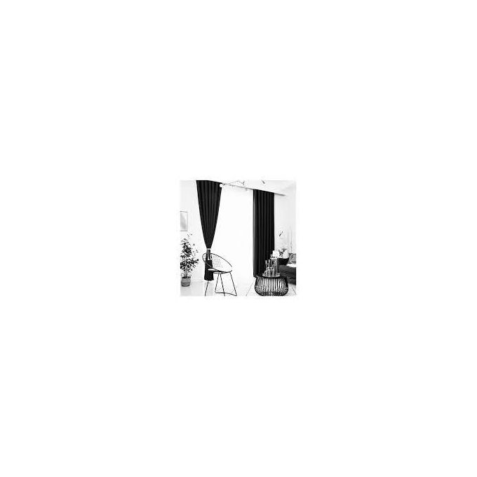 2Pcs Curtains  black (1.5M Each) + 1Pc FREE  WHITE SHEER 2M