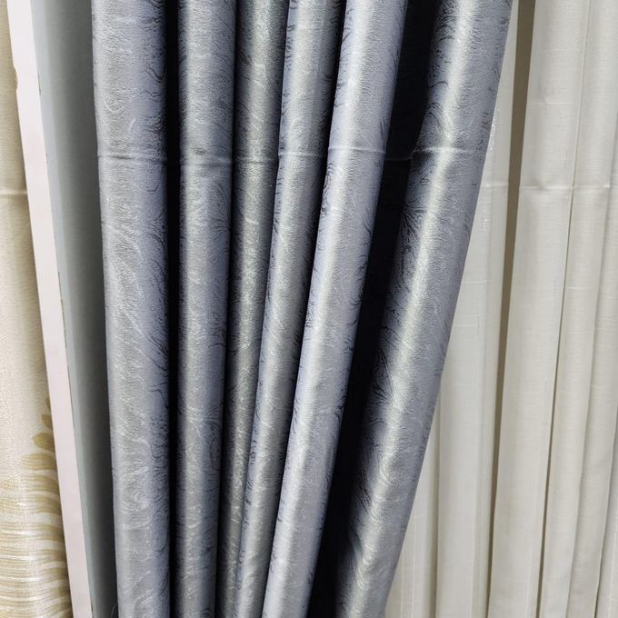 2pcs Textured Curtain (Each 1.5M) with 1Pc Sheer 1.5M