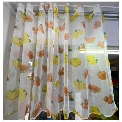 2Pcs Floral Kitchen Sheer Each Measuring 1.5m in Length and 1.3m in Height, with Eyelet Header