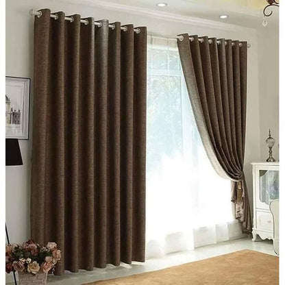 1Pcs 1.5M Brown Curtain WITH 1.5M White heavy Sheers