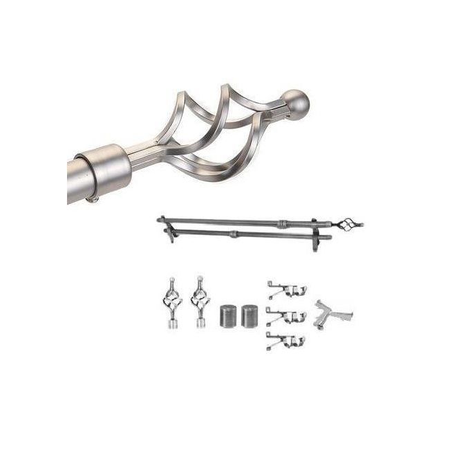 DURABLE 2M SILVER DOUBLE adjustable Curtain Rod