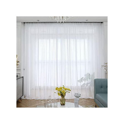 2Pcs New Arrival White Sheer with Rod Pocket Header (1.5m+1.5m)