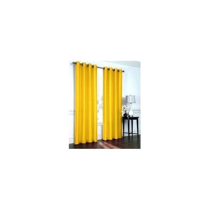 Mustard Yellow CURTAINS 2Pcs (1.5m Each) Each 2M WHITE SHEER With FREE 2m Single Curtain Rod – Elegant Window Drapes For Living Room & Bedroom.