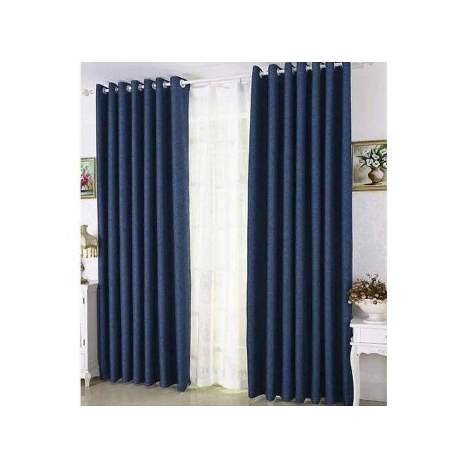 Navy Blue Curtain 2Pcs (1.5m)each 2M White sheer For living room window and door.