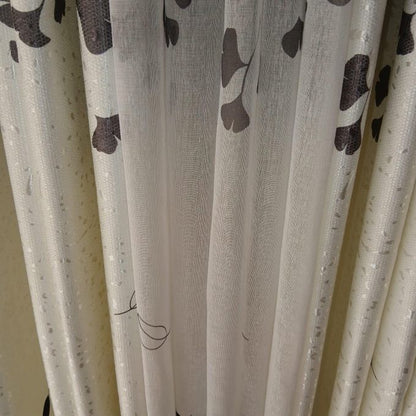 Two Pcs Heavy Blackout Patterned Curtain and Eyelet Header (1.5m Each) with White Heavy Embroidered Sheer with Rod Pocket Header(2m).
