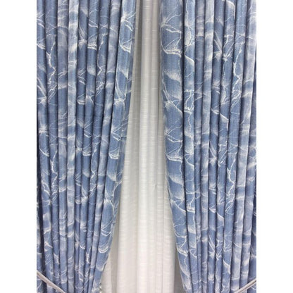 2PCS Modern Window Curtains Blue Patterned Measuring 2M+2M With A 1Pc Sheer 3M. Ideal For Living Room/bedroom/dining Room/study Room/home Office (exclusive Sheer). With White Plastic Eyelets