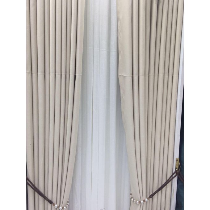 2PCS Modern Window Curtains Cream White Measuring 2M+2M With A 1Pc Sheer 3M. Ideal For Living Room/bedroom/dining Room/study Room/home Office (exclusive Sheer). With White Plastic Eyelets