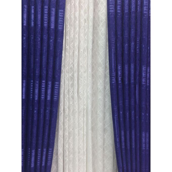 2PCS Modern Window Curtains Purple Patterned Measuring 2M+2M With A 1Pc Sheer 3M. Ideal For Living Room/bedroom/dining Room/study Room/home Office (exclusive Sheer). With White Plastic Eyelets