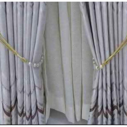 Grey weaves Heavy Curtain  3M(1.5m+1.5m) and 2m sheer
