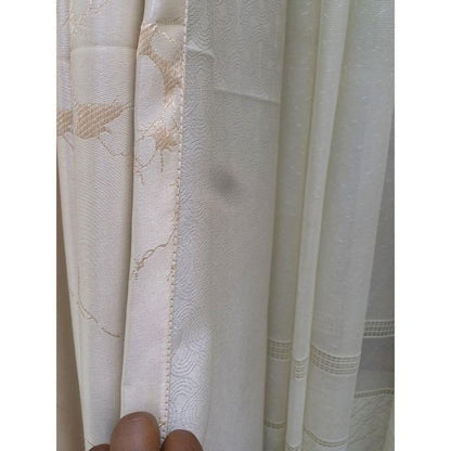 2PCS Modern Window Curtains Beige With Patterns Measuring 1.5M+1.5M With A 1Pc FREE Sheer 2M. Ideal For Living Room/bedroom/dining Room/study Room/home Office