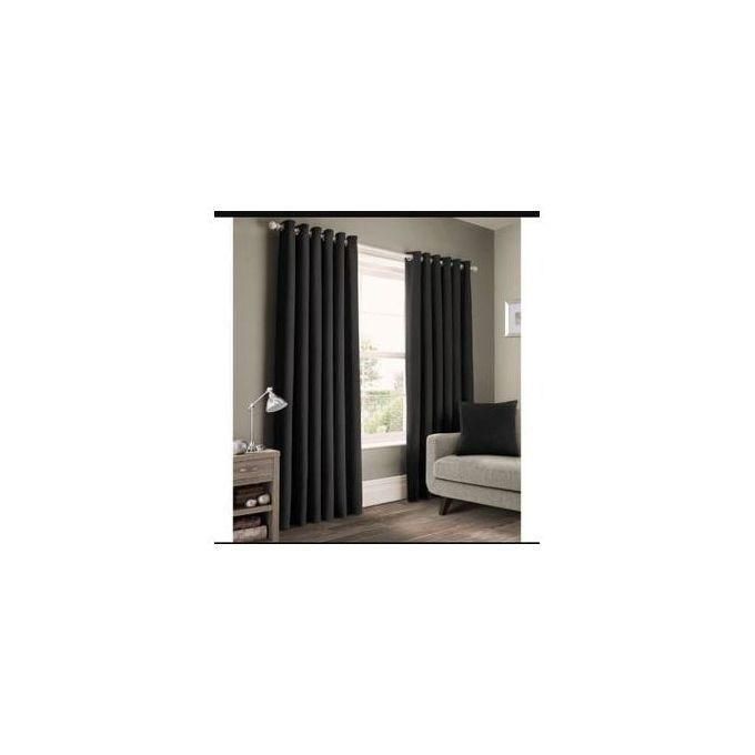 2Pcs BLACK Curtains 1.5M Each + 1Pc  WHITE SHEER 2M