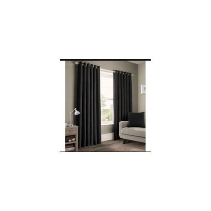 2Pcs BLACK Curtains 1.5M Each + 1Pc  WHITE SHEER 2M