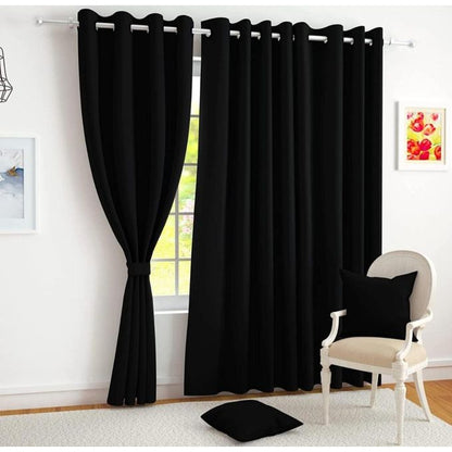 BLACK Curtain 2PCS(1.5M) each and a 2M White Sheer good for living room window and door.