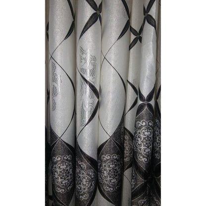 2Pcs Heavy Blackout Patterned Curtain and Eyelet Header (1.5M Each) with Matching Embroidered White Heavy Sheer with Rod Pocket Header (2M)