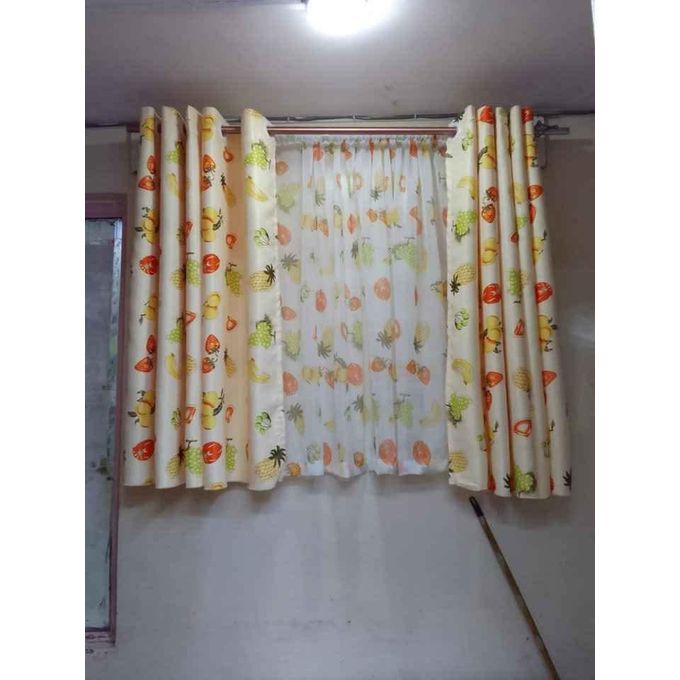 TWO Pieces 1.5M curtain 1PCS marching sheer measuring 2m for kitchen window