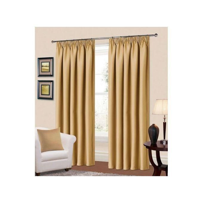 2PCS BEIGE CURTAIN 3M(1.5m each)+ 2M FREE floral SHEER ELEGANT LIVING ROOM