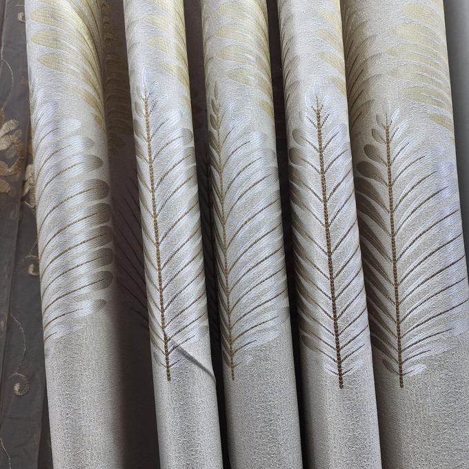 2pcs Textured Curtain (Each 1.5M) with 1Pc Sheer 1.5M
