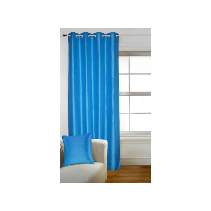 Sky Blue Curtain 2Pcs (1.5m)each 2M White sheer For living room window and door