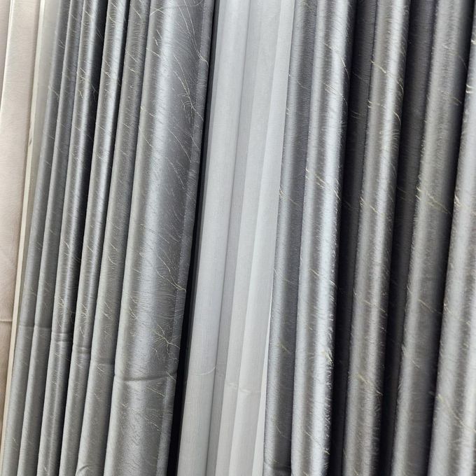 2pcs Textured Curtain (Each 1.5M) with 1Pc Sheer 1.5M